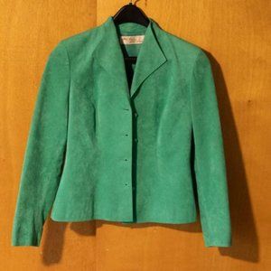 Adolph Schuman for Lilly Ann Turquois Ultrasuede Skirt Suit Set womens M (6)